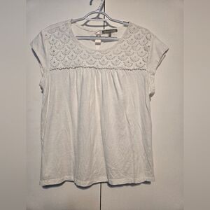 Daniel Rainn White Lace Detail Women's Top